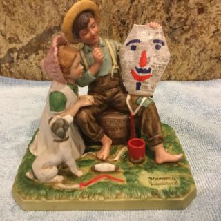 Norman Rockwell " The Kite Maker " Signed Figurine Year 1982
