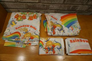 Vintage 1983 Rainbow Brite Full Size Sheet Set 4 Pc Bibb Co.  Near Vivid A,