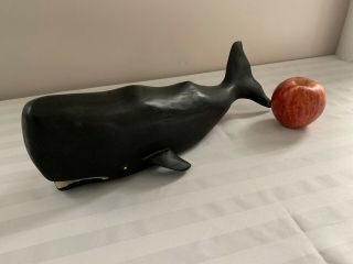 Vintage Large Hand Carved & Painted Wooden Sperm Whale 14 " - Jg 77