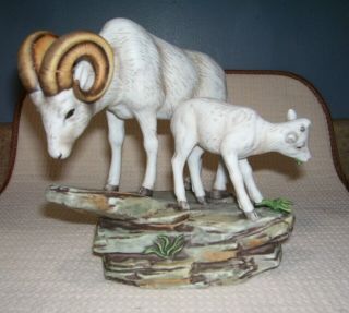 1984 Masterpiece Porcelain Rams Figurine By Homco