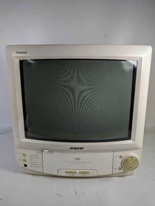 Vintage White Sony Kv - 13vm21 Trinitron Tv Vcr Combo Retro Gaming Crt