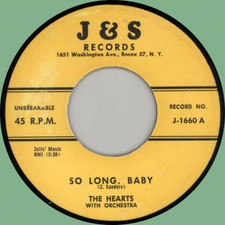 Hearts So Long Baby / You Say You Love Me 45rpm J & S 1957 Machine - Stamped