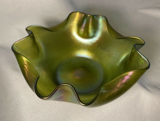 1900’s/art Nouveau/loetz/iridescent Oil Spot Papillion Handblown Glass Bowl.