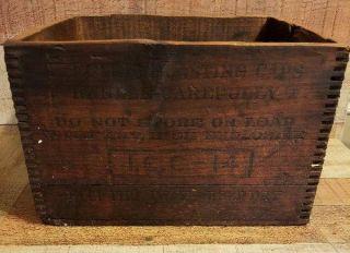Vintage Atlas Powder Co Electric Blasting Caps Solid Wood Crate Box