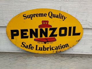 Vintage Pennzoil Sign Double Sided 16.  75 " X 9.  75 " Pennzoil Oil Rack Sign Date 77