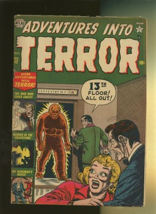 Adventures Into Terror 12 Vg 4.  0 1 Book Golden Age Atlas 1952 Dick Ayers