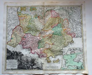 Provence Carte Ancienne Vintage Map Circa 1720 Danckerts Toulon