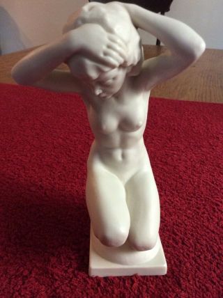 Selb Kunstabteilung Bisque Sculpture Kneeling Nude After The Bath Karl Tutter