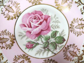 Royal Grafton tea cup and saucer PINK & pink rose pattern teacup England 1940s 3