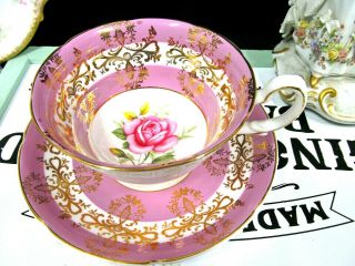 Royal Grafton Tea Cup And Saucer Lavender Pink Rose Pattern Teacup England 1940s