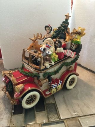 Fitz And Floyd Santa And Friends In A Vintage Car