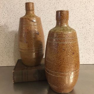 Salt Glazed Stoneware Bottles Campos Filho Avieros Portugal Set 2 Antique Crocks