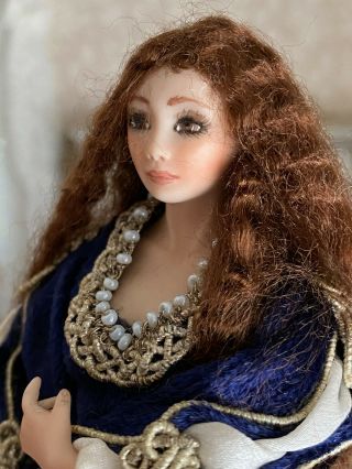 Vintage Miniature Dollhouse Doll Mystery Designer Porcelain Tudor Lady Doll Silk
