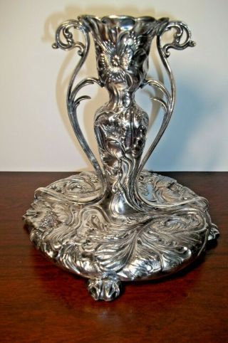Antique Pairpoint Silverplate Candle Holder - Gorgeous Art nouveau Style 1880 - 1910 3