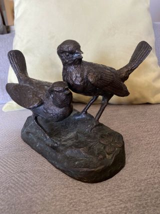 Vintage Bronze Birds Figural Sculpture 8”x 6” (3.  5 Lbs)