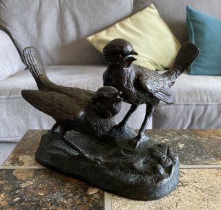 Vintage Bronze Birds Figural Sculpture 8”x 6” (3.  5 Lbs) 3