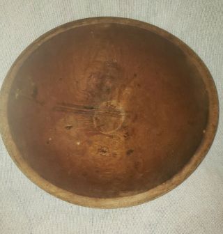 Antique Large Wooden Dough/butter Bowl 13 1/4 " Diam