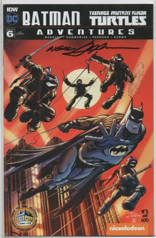Dc Idw Batman & Tmnt Adventures Salt City Variant Cover Signed By Neal Adams