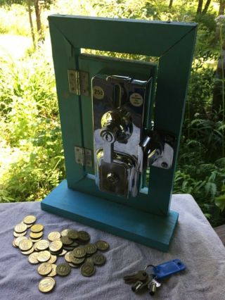 Vintage Antique Pay Toilet Bathroom Lock Token Coin Operated Door