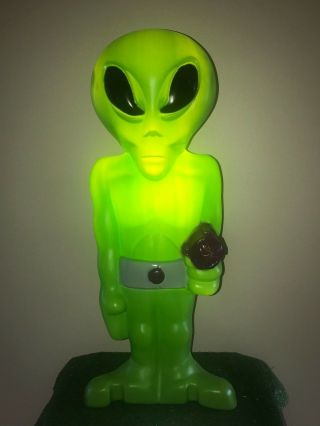 Rare Vintage Halloween Green Alien With Laser Lighted Blow Mold Yard Decoration 3