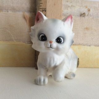Vintage Josef Originals White And Gray Kitty Cat Figurine Korea