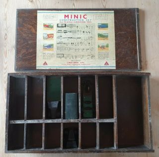 Rare Vintage Pre - War Triang Minic Construction Set Wooden Box,  2 Clockwork Lorry
