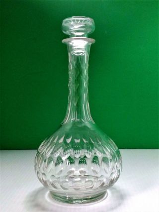 Antique Vintage Glass Decanter Early Cut Thumbprint Pattern W Star On The Base