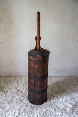 Antique Wood Butter Churn 19th Century