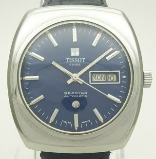 Vintage Tissot Seastar 21j Automatic 2571 Day Date Steel Swiss Men 