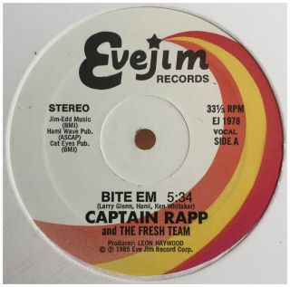 Electro Rap 12 " Captain Rapp & Fresh Team - Bite Em Evejim - Rare 