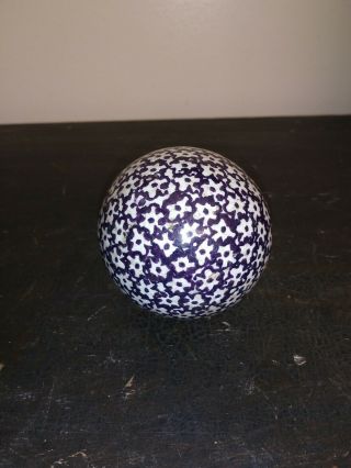 19th Century Blue & White Ceramic Carpet Ball