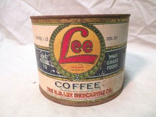 Vintage 1930s Lee Brand One Pound Coffee Tin Can Salina Kansas Hd Lee Mercantile