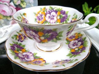 Royal Albert Tea Cup And Saucer Pansy Floral Chintz Teacup Avon Shape 1950s