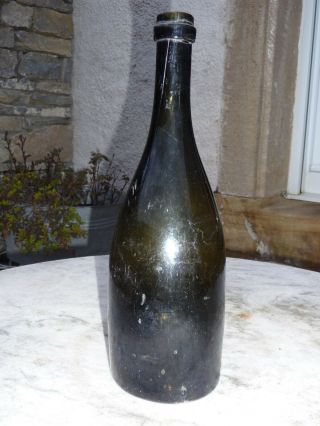 - Blown French Antique Dark Green Glass Bottle