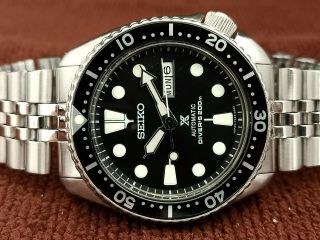 Vintage Seiko Diver 6309 - 7290 Black Prospex Face Mod Automatic Men Watch 784431