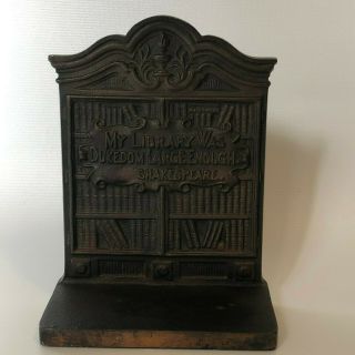 Antique B&h Bradley And Hubbard Cast Iron Bookend Shakespeare