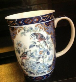 Vintage Porcelain Blue Royal Otagiri Japan Birds Coffee Mug Tea Cup