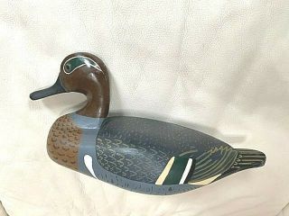 Fabulous Texas Green Wing Teal Decoy By Texas Master Carver Walter Brewer - 1982