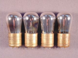 4 Uv - 201 - A Radiotron Brass Base Antique Radio Amplifier Vintage Vacuum Tubes
