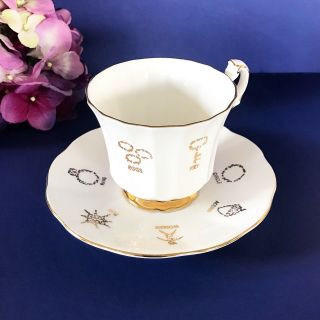 Vintage Fortune Telling Tea Cup,  Symbol Tea Leaves Reading,  Tasseography,  Teacup