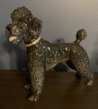 Rosenthal German Porcelain Black Poodle Large Dog Figurine 8 1/2 "