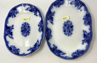 Antique Flow Blue John Maddock & Sons Royal Vitreous Medium And Large Platters