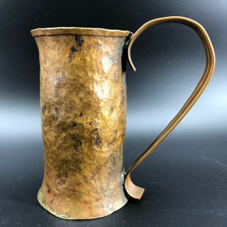 Vintage Copper Hand Wrought Hammered Stein Drinking Mug Pitcher Cup Tankard