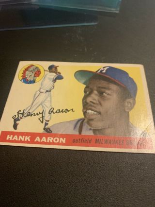 1955 Topps Hank Aaron Milwaukee Braves 47 Baseball Card