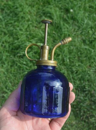 Antique Victorian Cobalt Blue Glass Perfume Spray Bottle