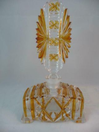 Antique Czech/bohemia Art Deco Amber Perfume Bottle C1920 