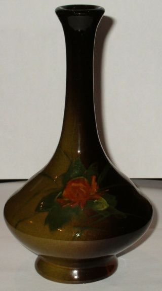 Antique Roseville Rozane Pottery Flower Design Bud Vase,  Signed