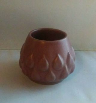 Vintage Deichmann Pottery Maroon Redlow Bowl Beaded Design 2 " Canada Nova Scotia