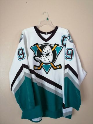 Vintage 90s Anaheim Mighty Ducks Kariya 9 Ccm Maska Air Knit Nhl Hockey Jersey