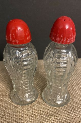 Vintage Prescut Glass Elegant Salt And Pepper Shakers Top Is Red